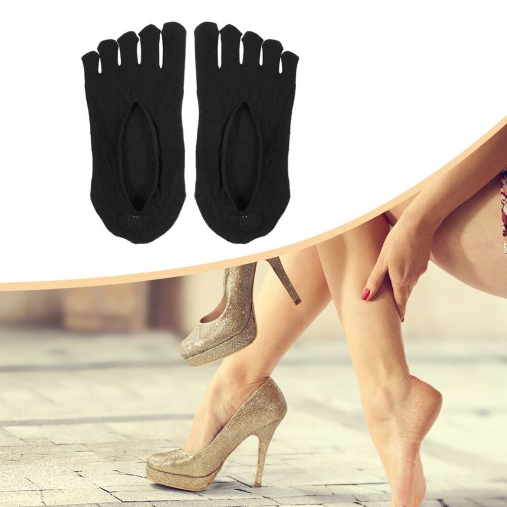 3 Pairs Invisible Hook Silk Mesh Sexy Breathable Soft Five Toe Socks Black - Picture 2 of 7